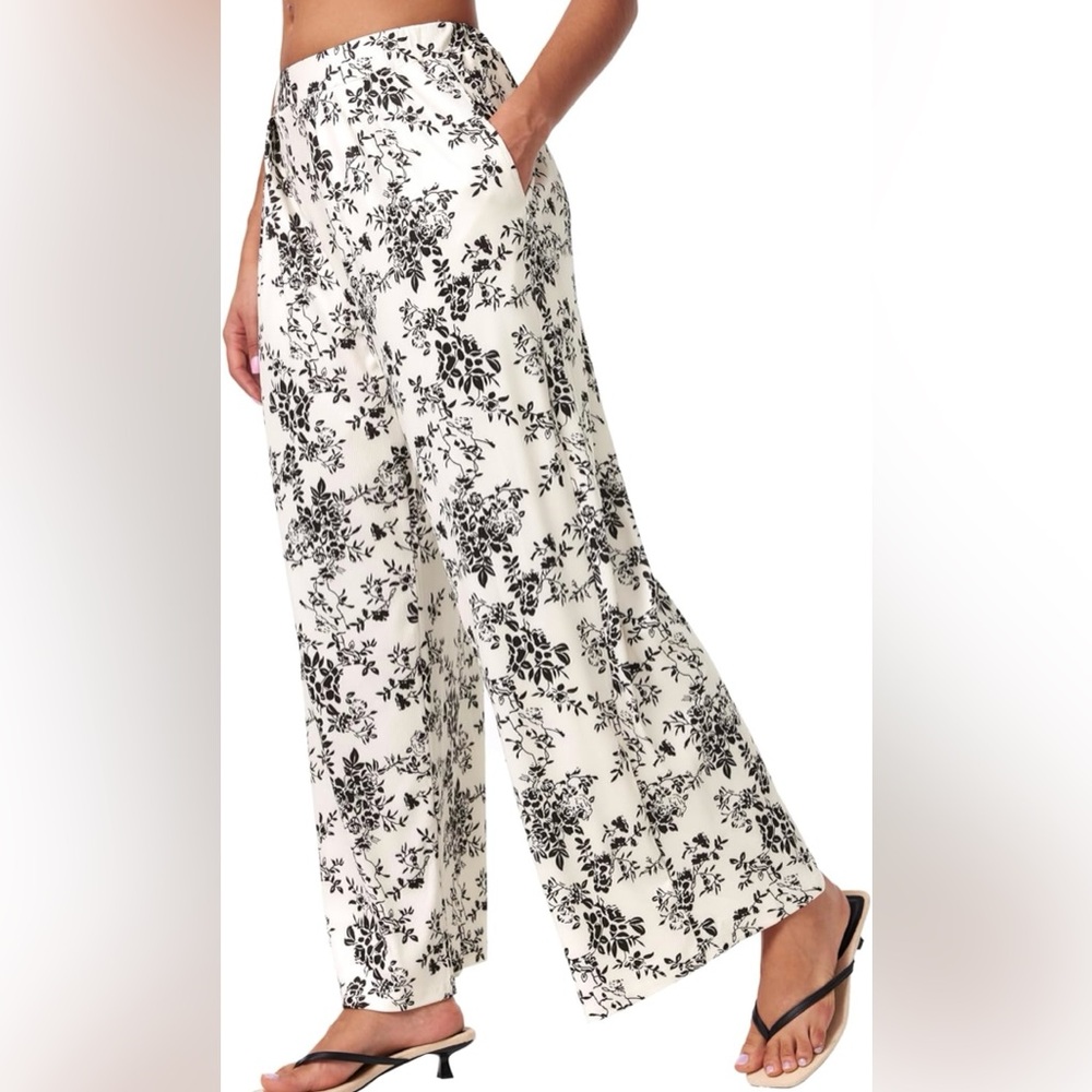 CIDER Floral Black and White Women's Pants sz M NWT - Picture 6 of 6